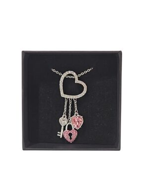 Swarovski Pink Crystal Heart Charm Necklace